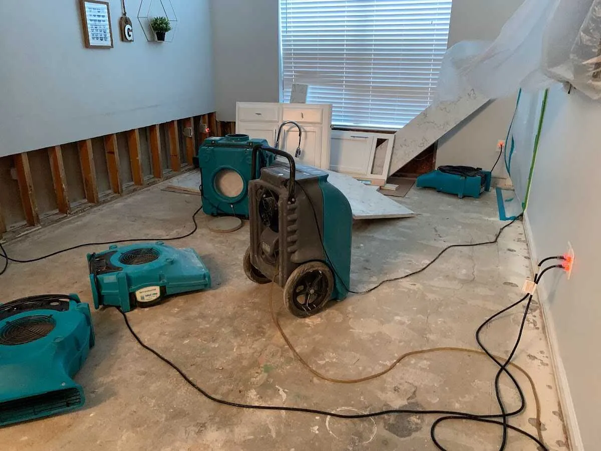 Dehumidifier in flood-cut room for Water Damage Restoration in Memphis